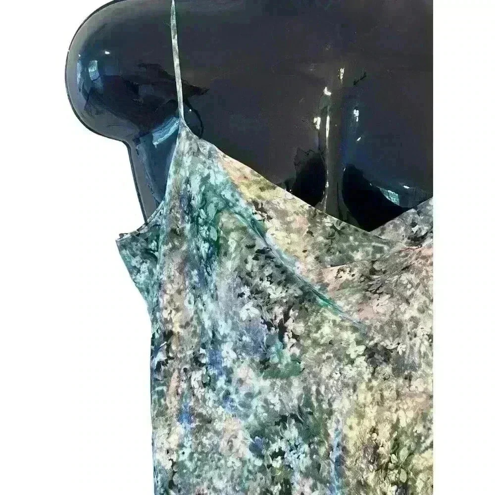 Vince Blouse Tank Top Cowl Neck Green Floral Size Large L Tomato Girl Summer - Picture 4 of 16